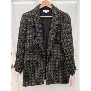Nanette Lepore Black Gold Metallic Tweed Blazer Jacket Womens Medium NWT